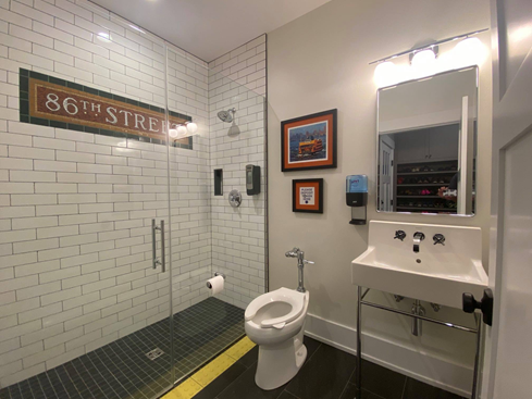 MTA's tweet photo. Need some design inspiration? 

Why not redecorate your bathroom in the style of a historic subway station (complete with tactile ADA strip, of course). https://t.co/RoMFTcXYFW