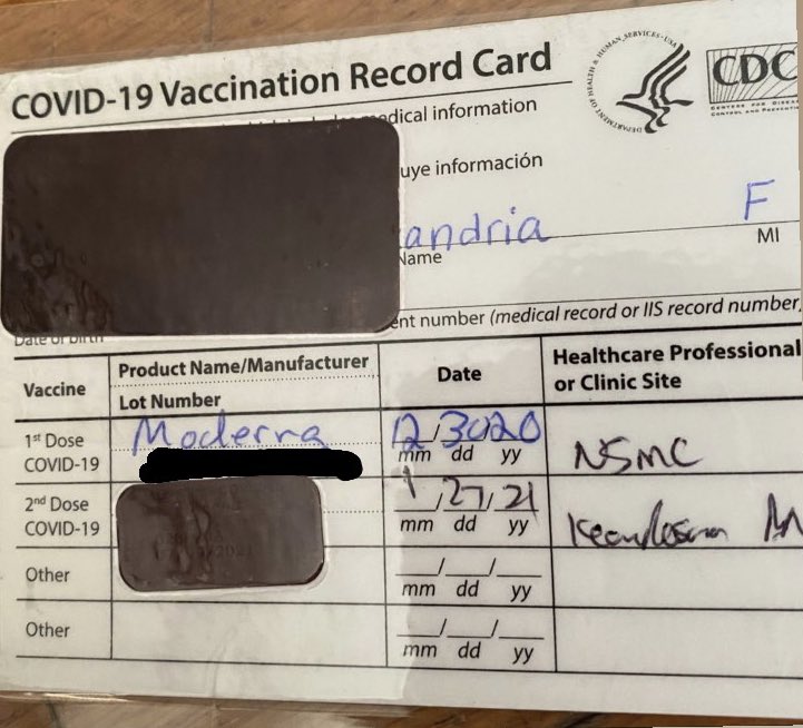 ixeL_neekluC's tweet photo. Fun fact: @Staples will laminate your vaccine card for free

Not so fun fact: if yours has a sticker with your personal and vaccine info, it’ll black it out, leaving your card useless. I was directed to call the CDC for a replacement card. Waste my time! @Staples @StaplesStores https://t.co/uCm93yu6KJ