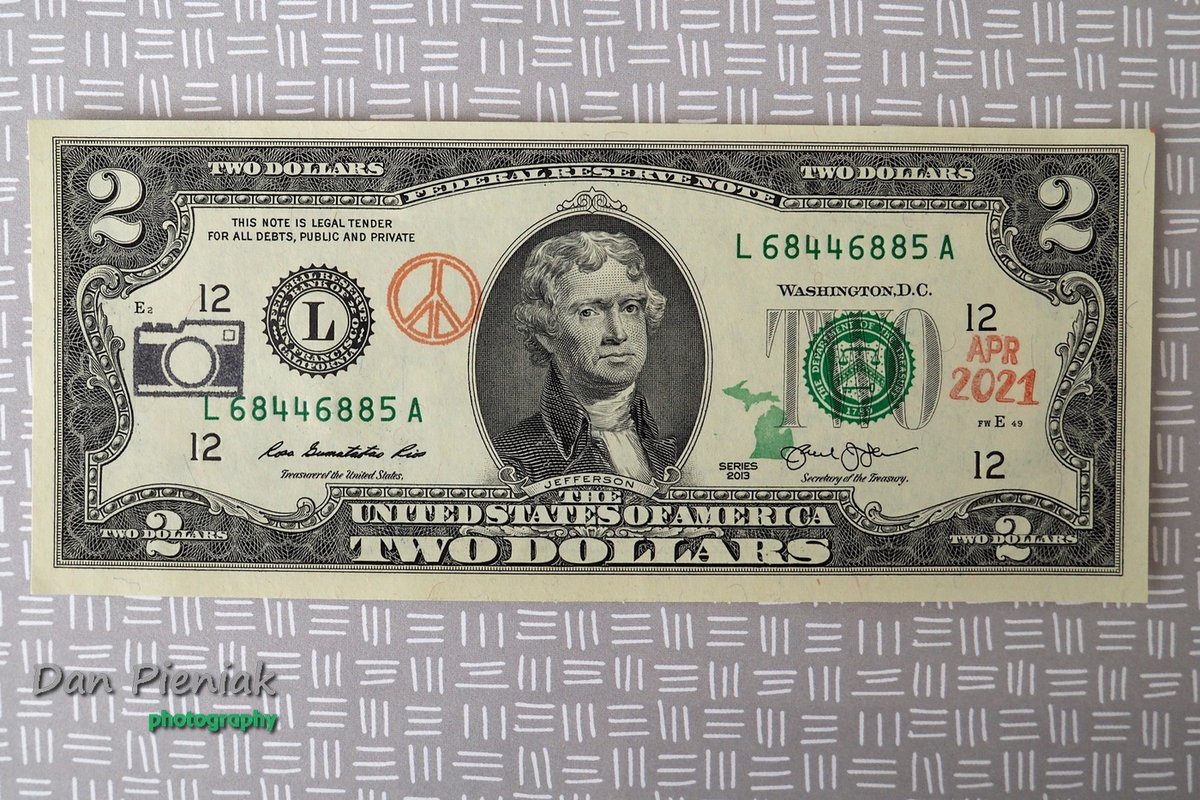 More stamped $2 bills hitting the streets this April, Let the fun begin :-) #toms  #cash #papermoney #money #Peace #Currency