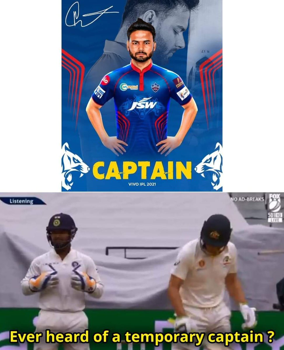 KrishnaArjun45's tweet image. Tim paine might be laughing from some corner 😂
#IPL2021
#DelhiCapitals
#temporarycaptain

@DelhiCapitals @CricketAus @BCCI