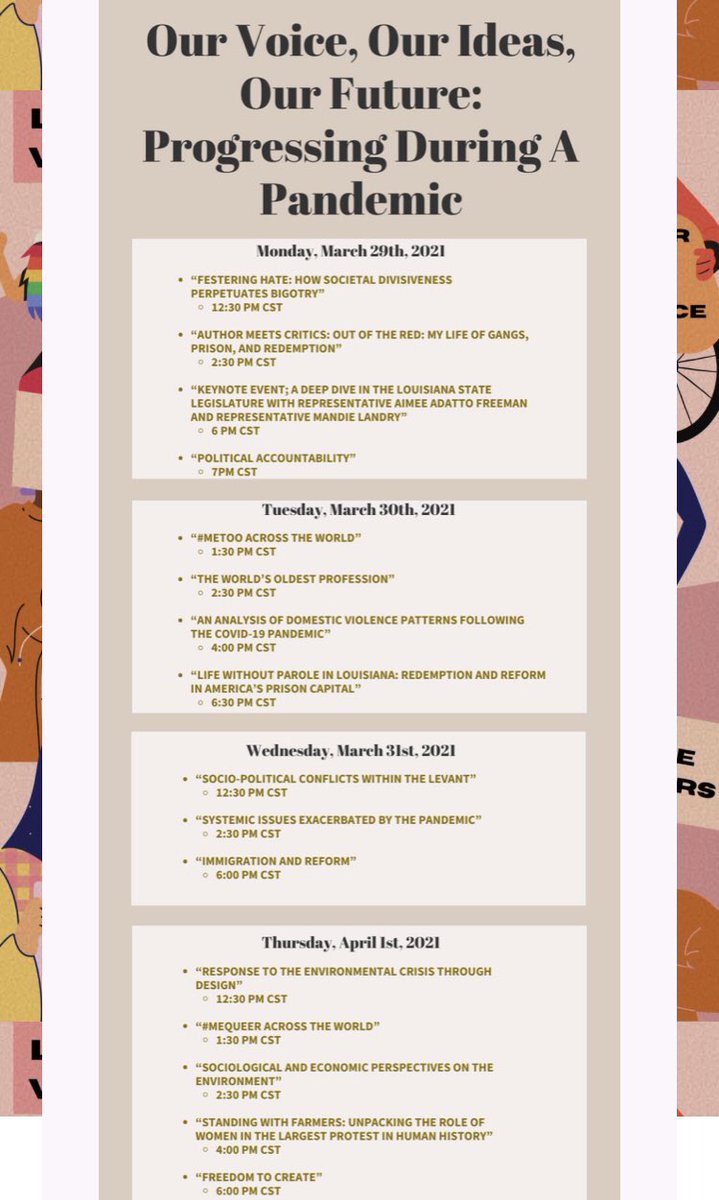 WRCLoyola's tweet photo. Loyola’s 13th annual Student Peace Conference: Our Voices, Our Ideas, Our Future - Progressing Through a Pandemic
The Women's Resource Center and the Women's Studies program are involved with several panels this year! https://t.co/BCqM11FYw9