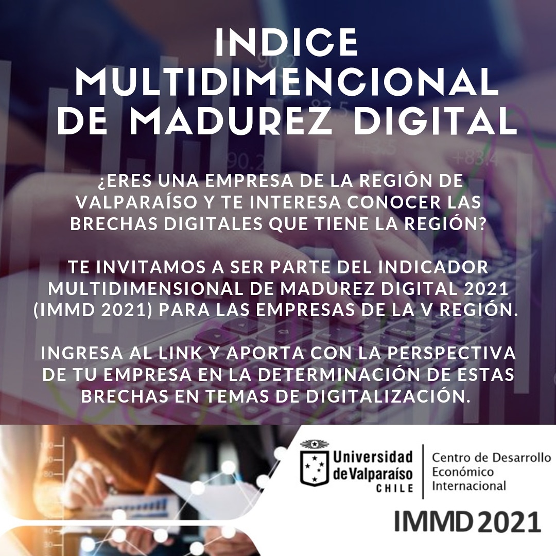 ANI Chile (@anichile_) on Twitter photo Participa del Índice de Madurez Digital 2021, desarrollado por el CEDEI de la <a href="/uvalpochile/">Universidad de Valparaíso</a> , dónde podrás conocer las brechas de las empresas de la Vregion en materia de digitalización.
forms.gle/ePeWWSPV1xo2M2… ⬅️link directo a la encuesta.
No te quedes fuera!!! Participa del Índice de Madurez Digital 2021, desarrollado por el CEDEI de la <a href="/uvalpochile/">Universidad de Valparaíso</a> , dónde podrás conocer las brechas de las empresas de la Vregion en materia de digitalización.
forms.gle/ePeWWSPV1xo2M2… ⬅️link directo a la encuesta.
No te quedes fuera!!!