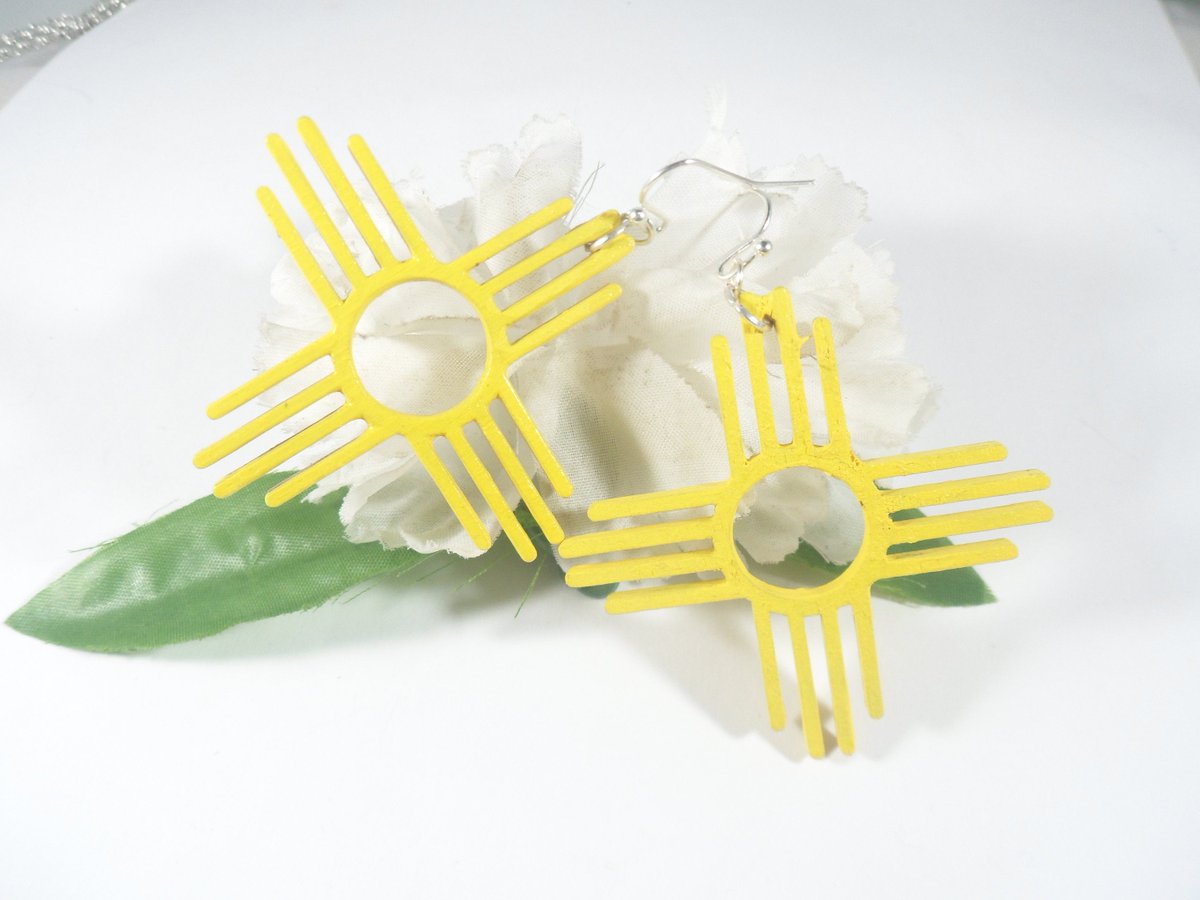 valroseshowers's tweet photo. Yellow Zia Earrings - New Mexican Southwestern Jewelry - Zia Sun Gifts under 20 for Women - Laser Cut - Popular Right Now - Hand Painted https://t.co/lun0Z8pcKS #pottiteam #BestSellingItems https://t.co/gW7xhKv42i