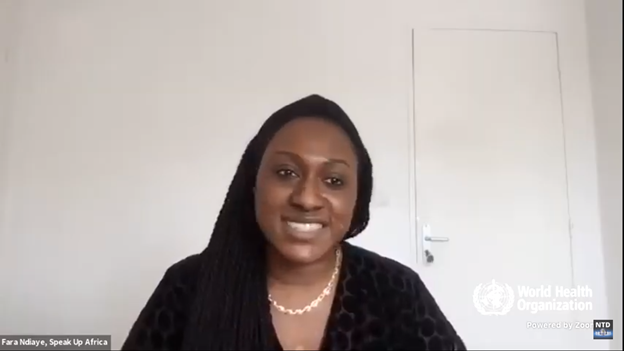 KyleMarieJ's tweet image. "We need to see communities not just as end receivers but as full participants in the process." - Fara Ndiaye from @SpeakUpAfrica1 

&amp;amp; their 3 strategic enablers for #WASH &amp;amp; #NTD collab:
1⃣Policy frameworks
2⃣Collaborative platforms
3⃣Capacity building

#WASHforHealth #BeatNTDs