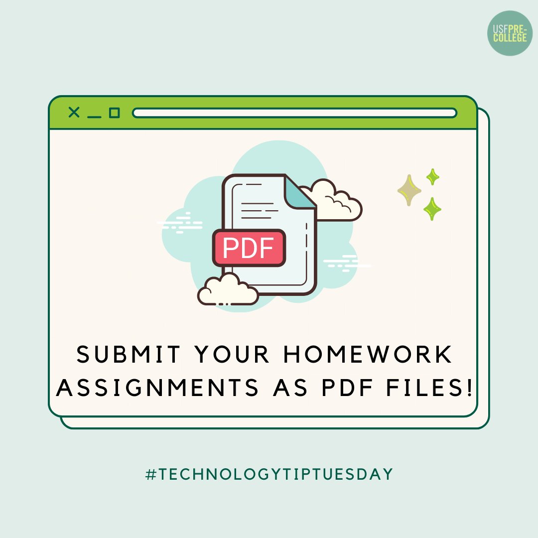 Unless the format is specified, submitting your homework as a PDF file or submitting a PDF file along with your original homework will circumvent messy formatting issues.  #TechnologyTipTuesday