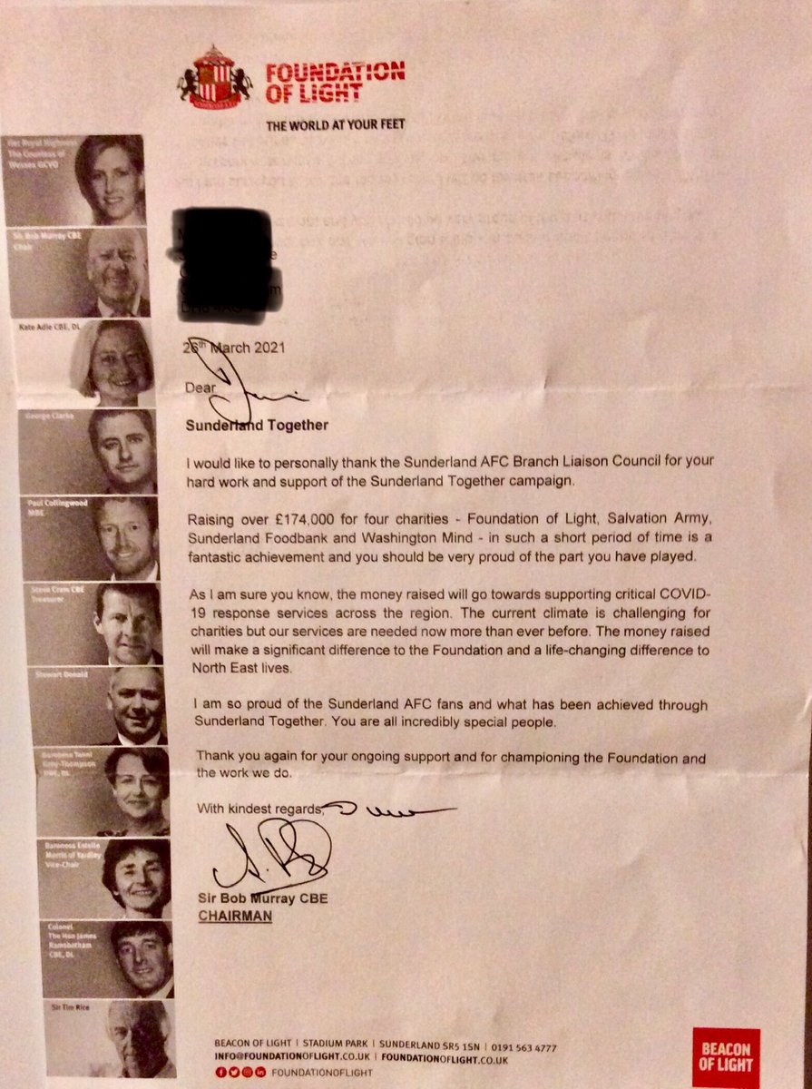 safcsacoxhoe's tweet photo. @BlcSafc so proud to be chair of the BLC when you receive letters like this from Sir Bob Murray on behalf of @SAFCFoL . Thanks to all at @BlcSafc for the many social media posts. This ones for you and all SAFC supporters around the globe #SunderlandTogether 👏👏👏👏👏👏👏👏👏😂 https://t.co/10VA1LKMca