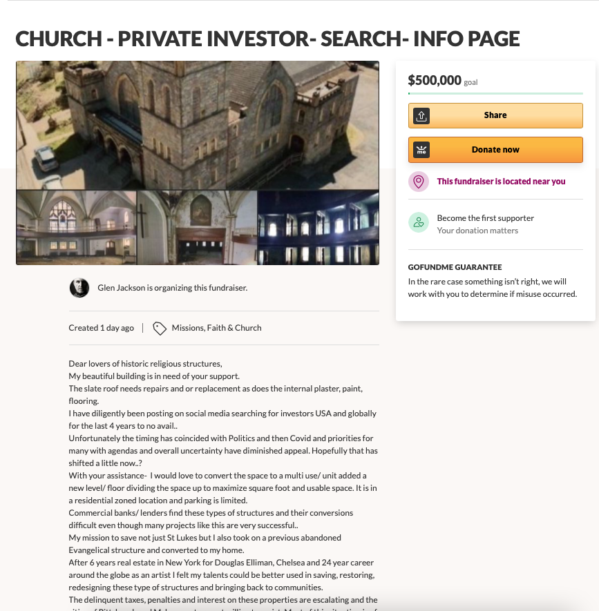 glen_design's tweet photo. Please SHARE with the Wealthy🙏
#Churchfundraiser 😇https://t.co/hy9UVUkHCq
TV segment of #stainedglass #theft
https://t.co/e55rEkQ5ri
#Churches #Restoration #Private #Investors #Religion  #Architecture #Pittsburgh #Communities #History #Roof #Solar #Millionaires #Invest #donate https://t.co/COIVao158r