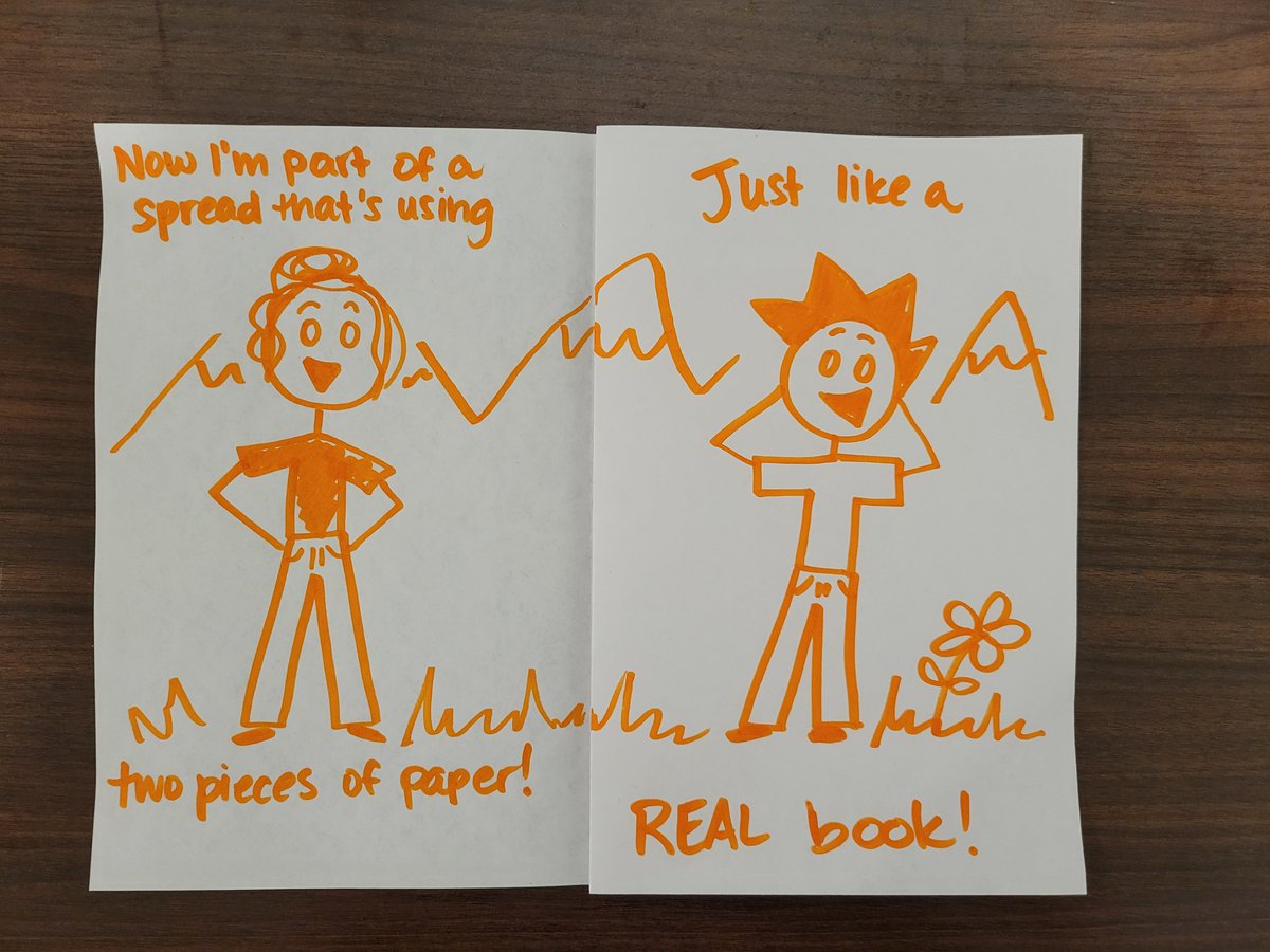Rachelrcreates's tweet photo. When you put together your digital dummy, do you put your spread on a single piece of paper or do you break the spread up so that it can be printed and assembled like a real book? #strictlywritingq #amwriting #kidlitart #WritingCommunity https://t.co/DnaYhx3Nub