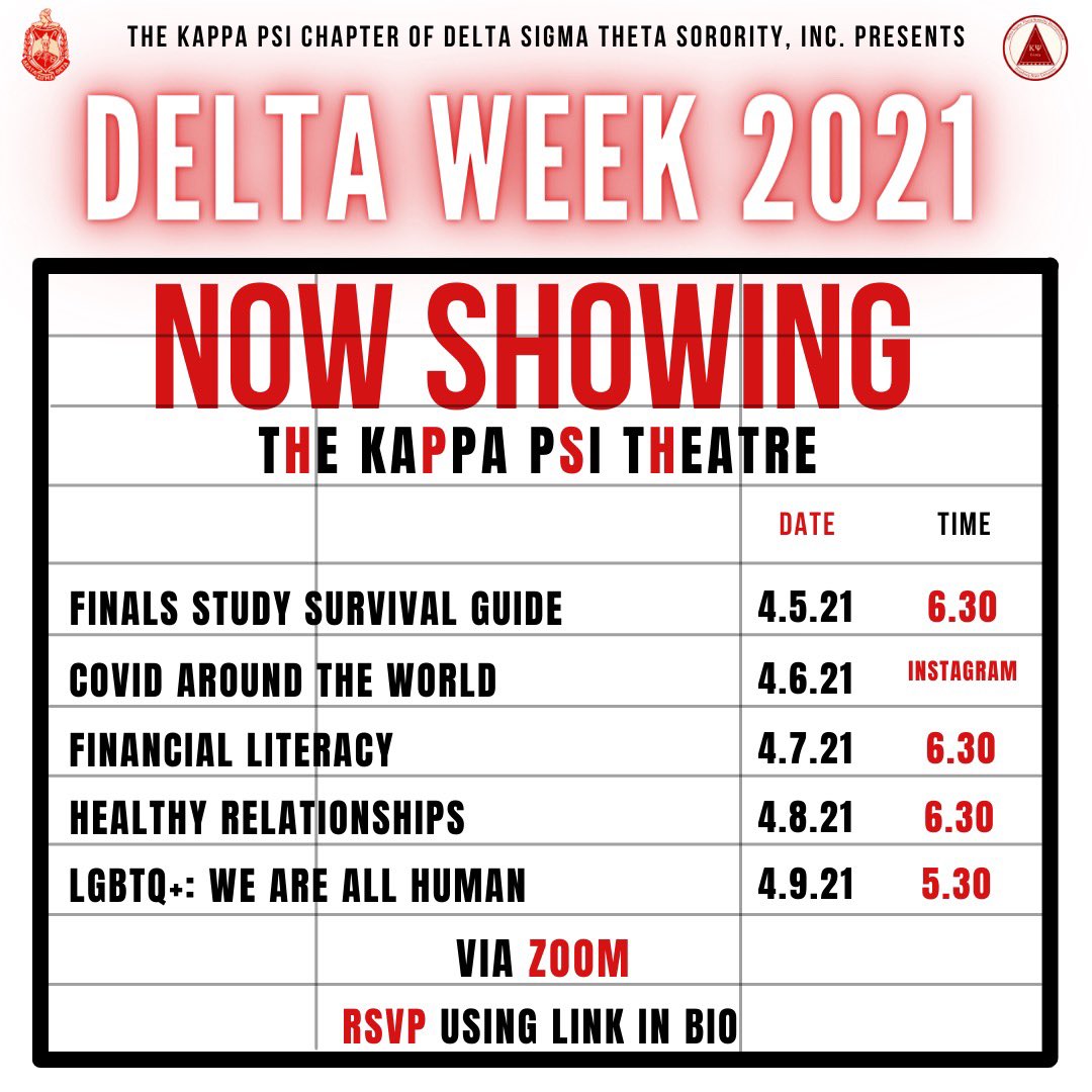 Lights 🔦 Cameras 🎥 Action 🎬

Welcome to The Kappa Psi Theatre 🔺
Join us for the Premiere Showing of: Delta Week

Use the link in our bio to RSVP and obtain your tickets. You do not want miss out! See you all there! 🍿