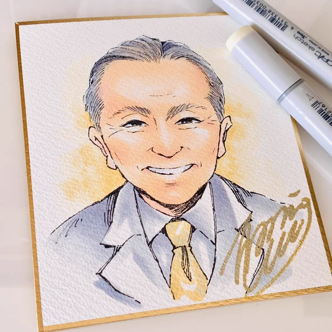 ヘルニアでとてもお世話になったお医者さんの病院が今日で閉院なのでお礼に描きました? 