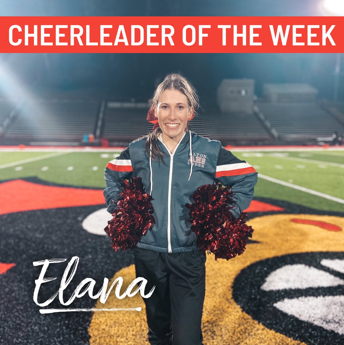 Congrats to Elana for earning our 
Redbird Cheerleader of the Week! ✨
Elana is a senior that shines bright on the sideline with her sharp motions and high energy! Keep up the great work! #RedbirdPride
