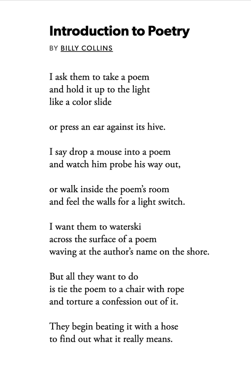 Day-  #APoemADay Introduction to Poetry - Billy Collins--BRB, I'm waterskiing across the surface of today's poem. 