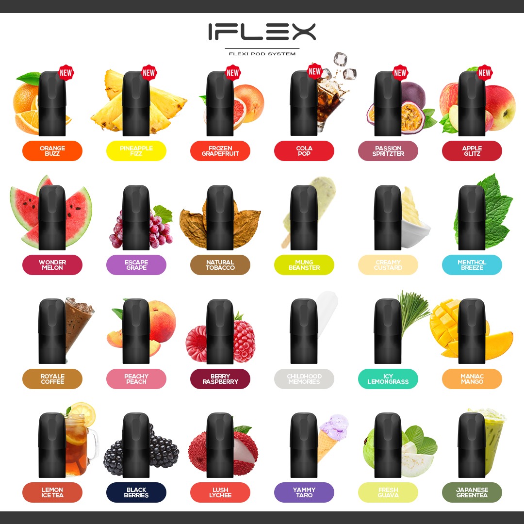 iflexnow's tweet photo. Enjoy the uplifting flavor of IFLEX flavor pod. Which flavor is your favorite? 

p/s : 6pcs pod per box back in stock.. Get yours now 

#iflex #iflexpod #iflexpro #iflexvape #iflexmalaysia #iflexhk #iflexvn #iflexthailand #iflexphilippines https://t.co/EYxi93kONm