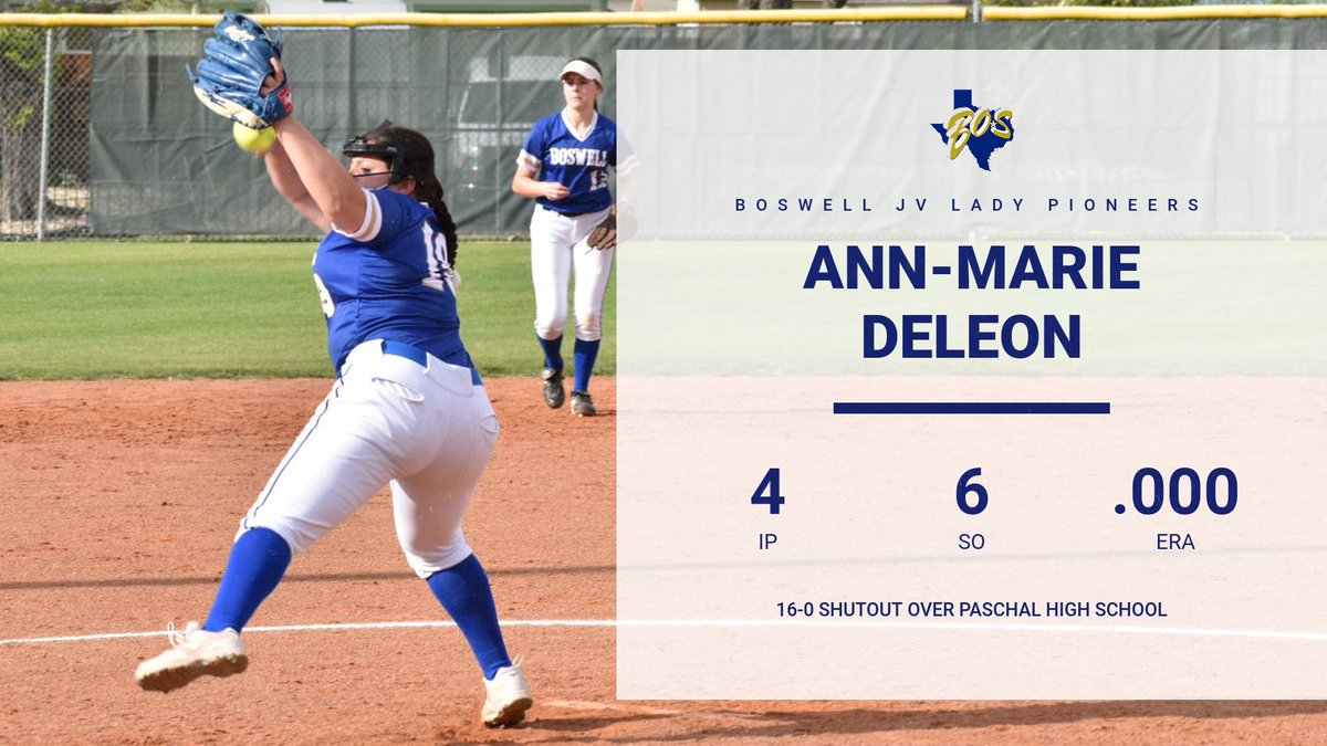 BosSoftball's tweet photo. JV Lady Pioneers had another district win tonight with a 16-0 shutout over Paschal, Ann-Marie was on the mound for the Lady Pioneers. 💙🥎💙

The JV squad remains undefeated in district. #BOSProud @reedeleon_ https://t.co/OwKHUlHYKY