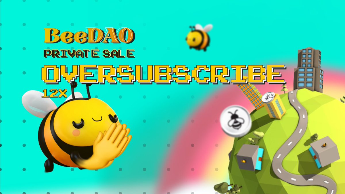BeeDAO Private sales announcement.

Thank you guys! We're having a 12x oversubscribe, But don't worry, we re still have a small allocation. Within 24 hours you will receive an email from us.
forms.gle/Dn5jqZ1Qxo1DEr…

Best regards,
BeeDAO team.l🐝.

#BNB #BSC #Privatesale