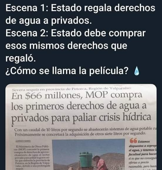 Dpm_Chile2020's tweet photo. #NoEsSequiaEsSaqueo #CodigoDeAgua basta de saqueos @Senado_Chile @Camara_cl @g @24HorasTVN @T13 @CNNChile @meganoticiascl @CHVNoticias @El_Ciudadano @elmostrador @Censelio @chileconvoca @EPInforma @MegafonoPopular @Chileokulto @xcaracolax @thecliniccl @GAMBA_CL @Izquierda_Tuit https://t.co/GeJV1iCFiO