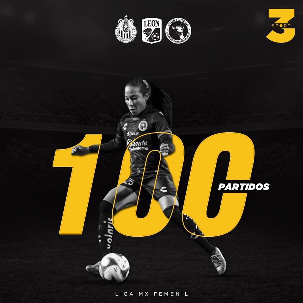 threesportmx's tweet photo. ¡Felicidades @VaneSanchez_20 por tus 100 partidos en la @LigaBBVAFemenil! 🙌🏻⚽️👏🏻💪🏻 #CracksThreeSport https://t.co/pW9kfEcOZb