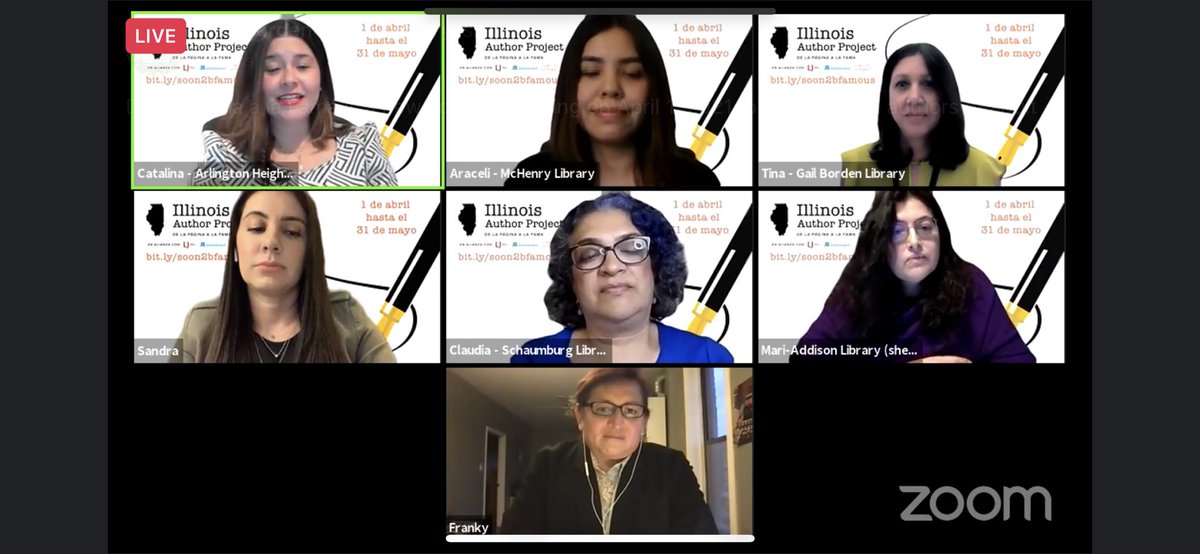STBFauthor's tweet photo. Tune in now as we celebrate the launch of our Spanish author contest!  
https://t.co/9YFgVlcfvm
#IllinoisAuthors #SpanishAuthors https://t.co/tVb2XwoZMo
