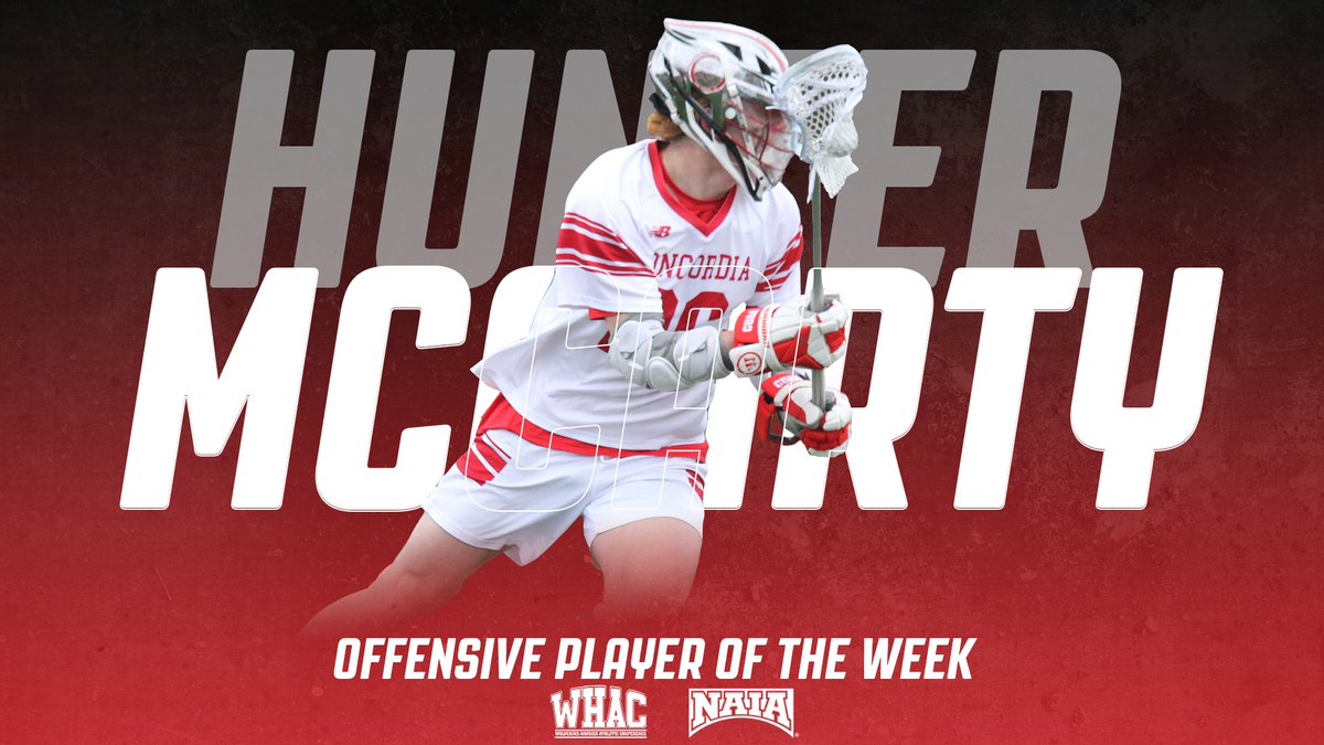 CUAACardinals's tweet photo. 🥍NEWS: Hunter McCarty named @NAIA Men's Lacrosse Offensive Player of the Week

🔗https://t.co/uvvbYIKaUk

McCarty joins @ConcordiaMlax teammates Blake Blaisdell and Sam Bowling as being recognized by the NAIA as player of the week this season https://t.co/Zzh6AF3MbB