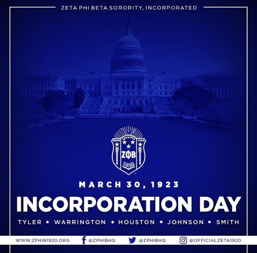 March 30, 1923 🕊 Happy Incorporation Day Sorors! 💙🤍