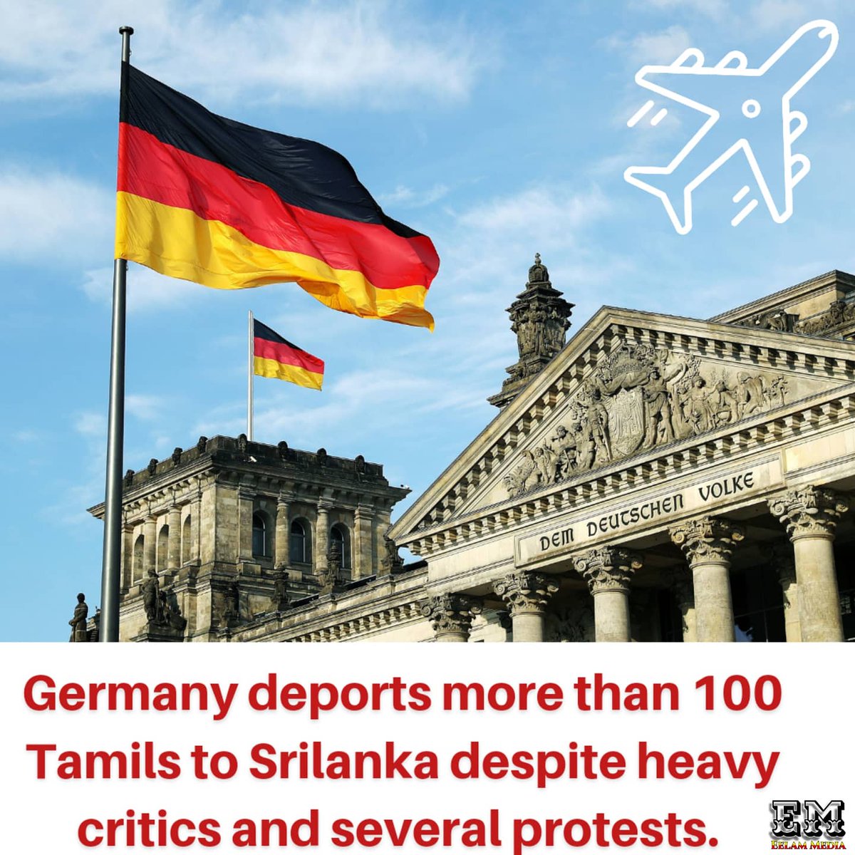 EelamMedia's tweet photo. Breaking!
German government deported over 100 Tamil asylum seekers to Srilanka from Düsseldorf international Airport, despite heavy critics and several protests.

4 people been reported released and the actual number of deported is yet to be confirmed.

#eelammedia #tamil #lka https://t.co/TXF5a6O2bJ