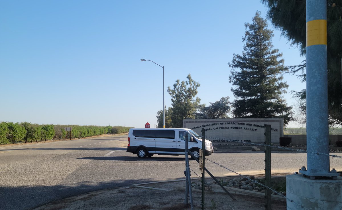 A white van drives into Central CA Women's Facility
