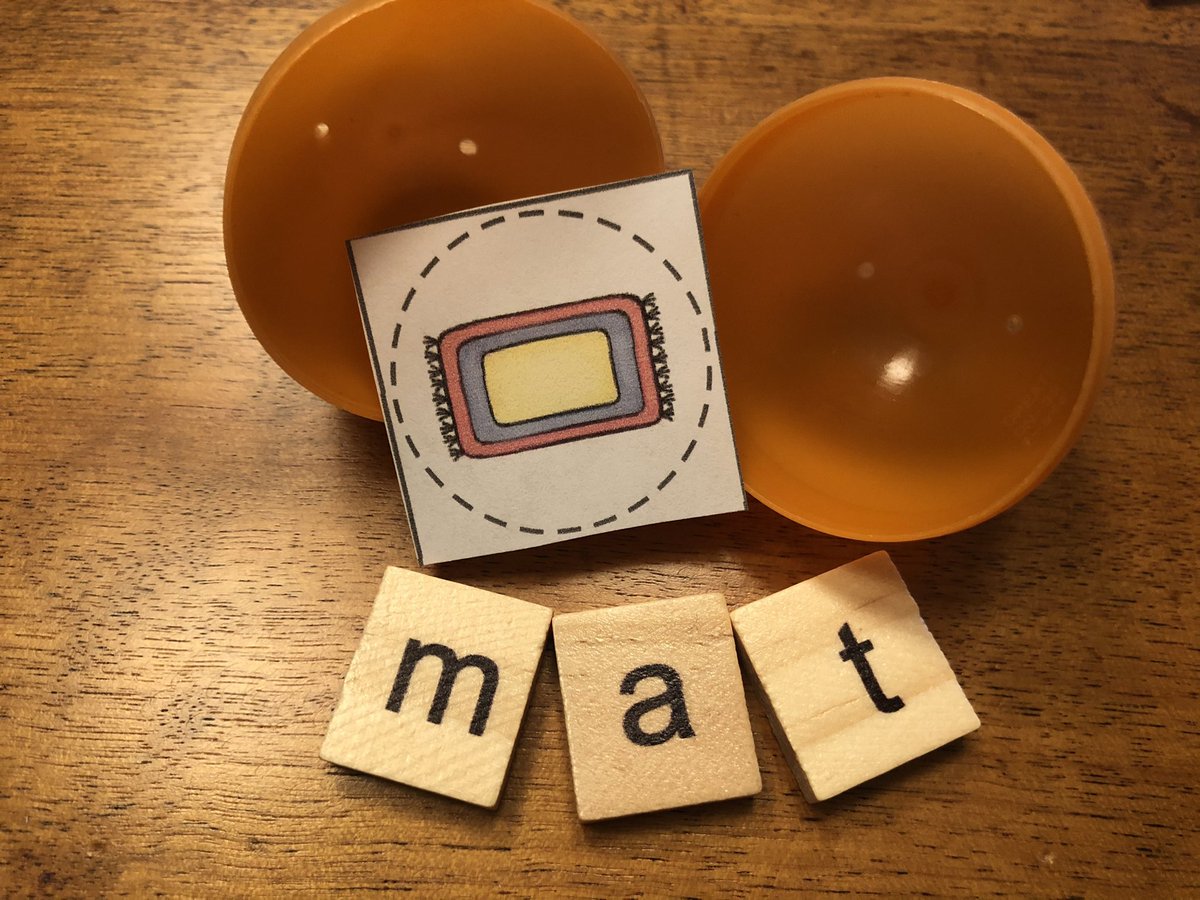 Excited for our literacy egg hunt tomorrow. With CVC pictures and letter tiles to read and spell the words.