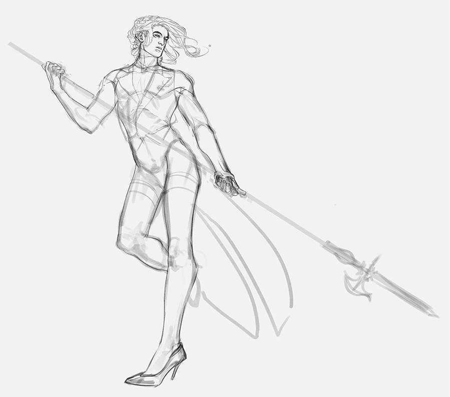 ultraseeboob's tweet photo. i mean, i started, got distracted, somehow the pose turned into something else, where did the poor waistcoat come from, then there was a hellebarde - we just don't know https://t.co/ChbSXuGW1w