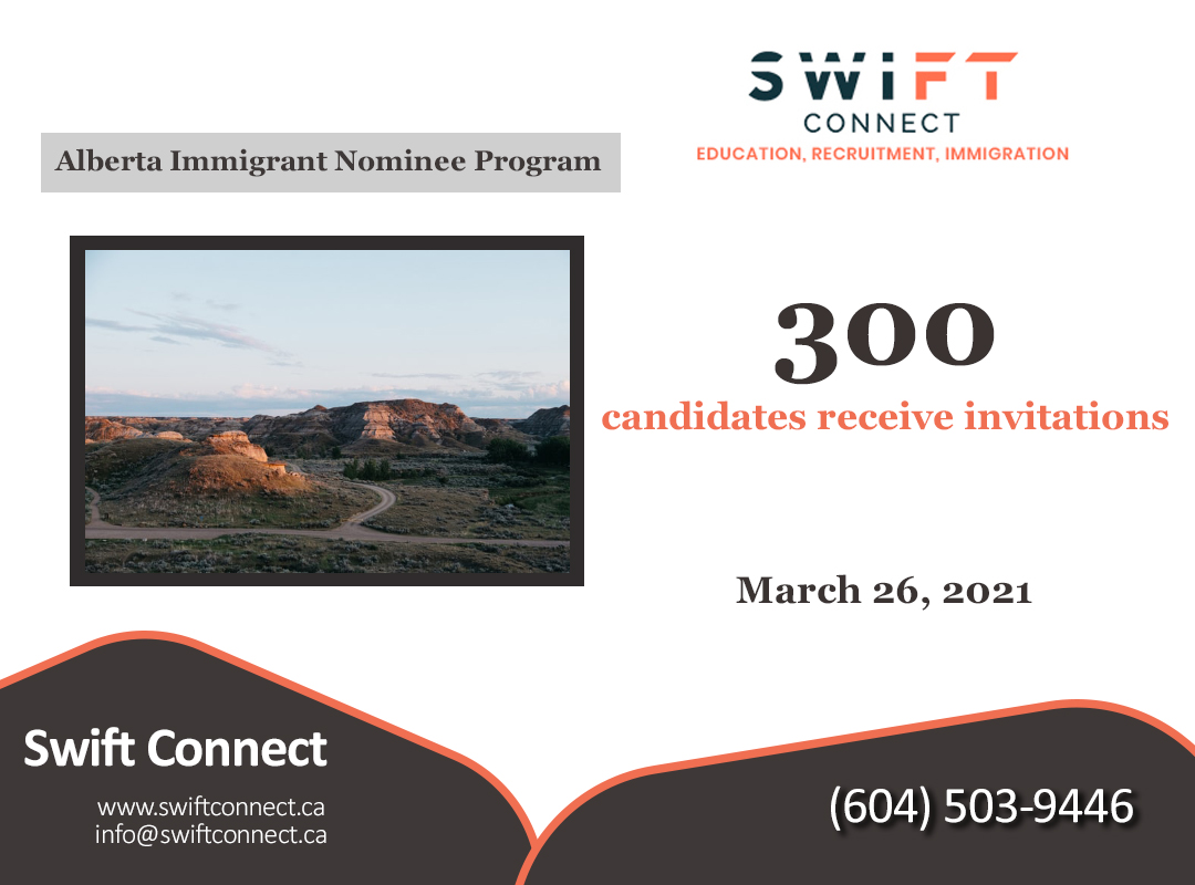 swiftconnectinc's tweet image. The #Alberta Immigrant #NomineeProgram invited 300 #ExpressEntry candidates on Mar 26. Candidates who received a #NOI were from the Alberta Express Entry stream. Invited candidates needed a minimum #CRS score of 301.

swiftconnect.ca/blogs/certifie…

#Canadaimmigration #PNP #swiftconnect