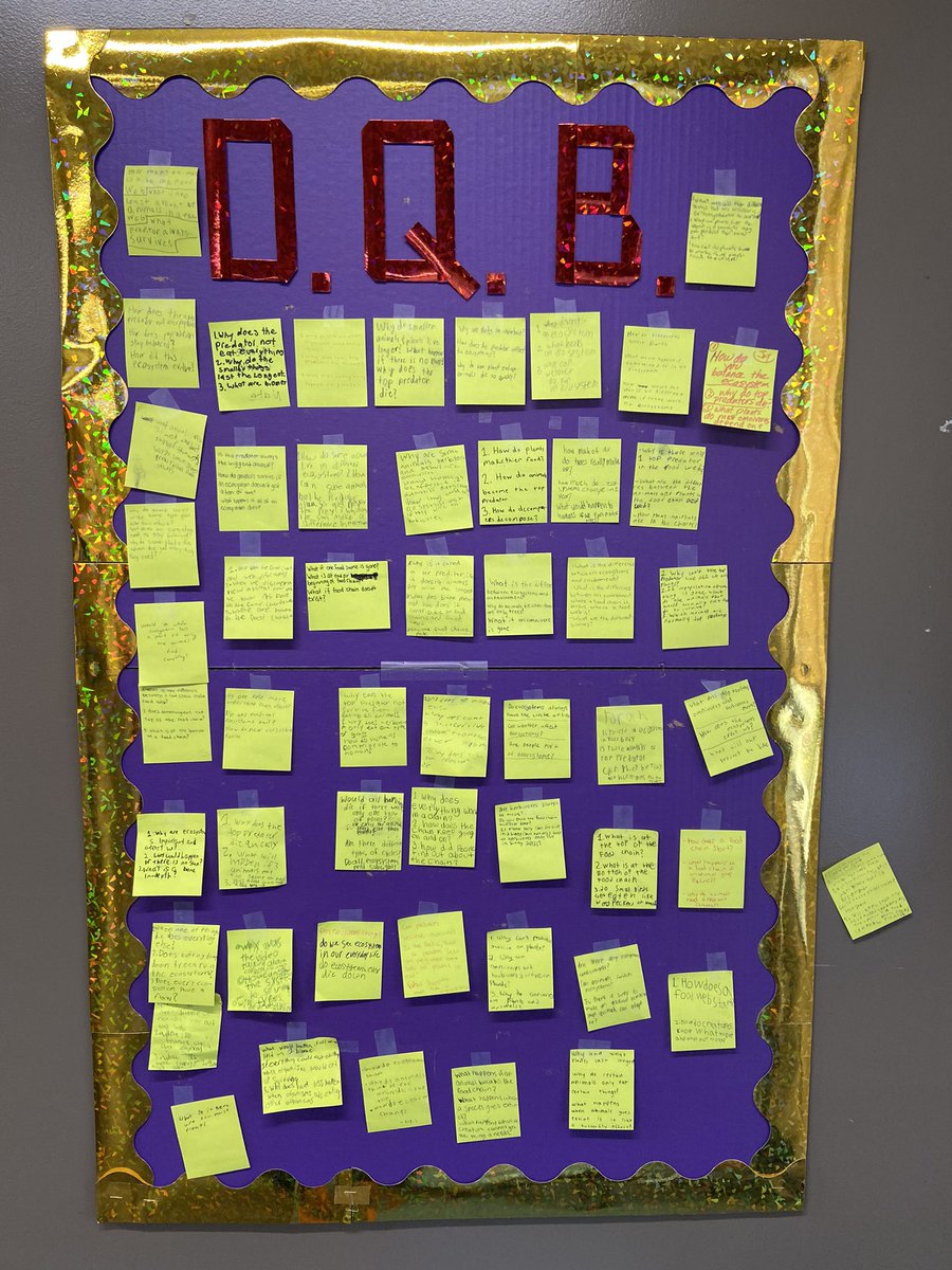 I love technology, but today it was refreshing to see hand-written questions fill our driving questions board! #ngss #ecosystems #inquiry #engage109 #engagesms #science109