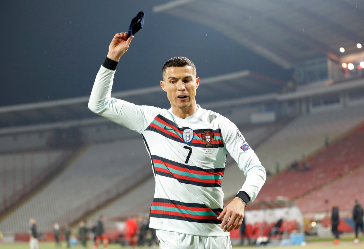 FCYahoo's tweet photo. The captain's armband Cristiano Ronaldo flung to the turf in frustration against Serbia on Saturday is reportedly being auctioned off to raise money for a 6-month-old boy with a spinal disorder.

➡️ https://t.co/sWW5ZQCtWj https://t.co/rOz6xjdVjd