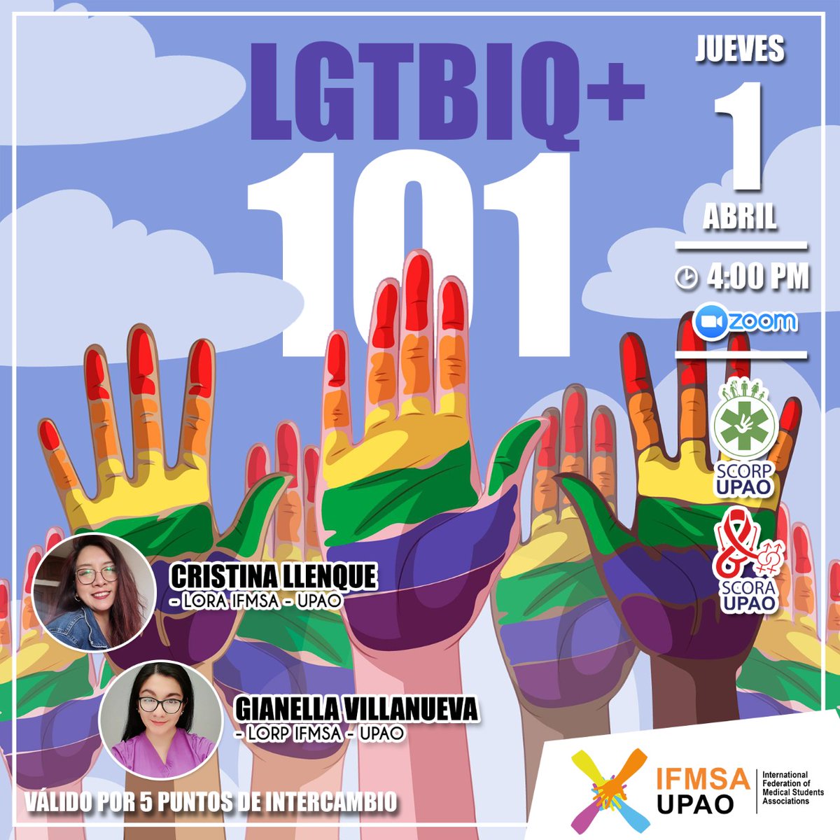 IFMSAUpao's tweet photo. Estimados IFMSA lovers y público en general.

Esperemos que se encuentren muy bien. Continuando con las actividades previas al ciclo 2021-1.
Les traemos la siguiente actividad:

🏳️‍🌈LGTBIQ+✨ 101"

Que estará a cargo de…
https://t.co/Tgi3aF3PGS https://t.co/sSWEdt6gnB