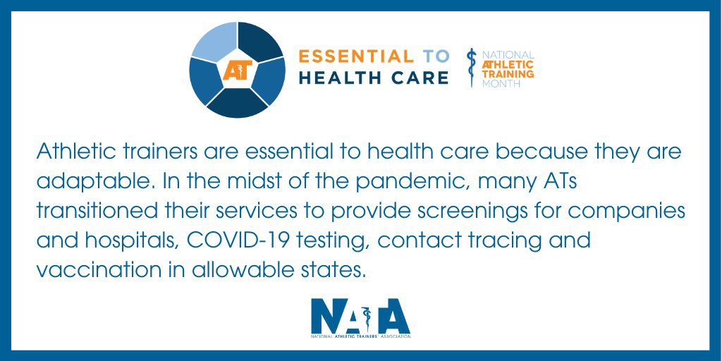 Athletic Trainers are adaptable  #EssentialToHealthCare #NATM2021