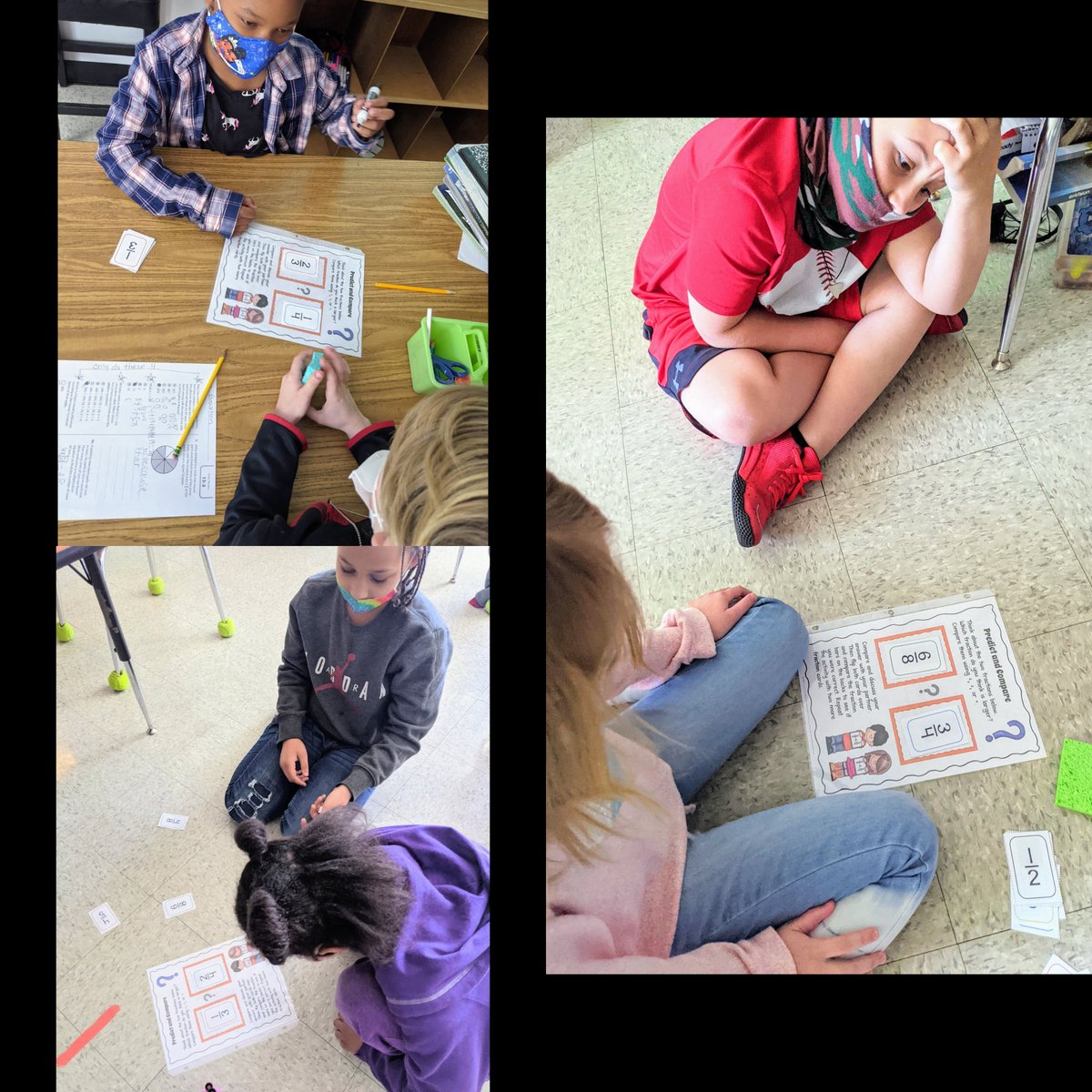 HelpfulHughes's tweet photo. I loved all the math talk and laughter I heard today from my students as they worked in pairs to compare fractions! https://t.co/XyCHHgYL1k