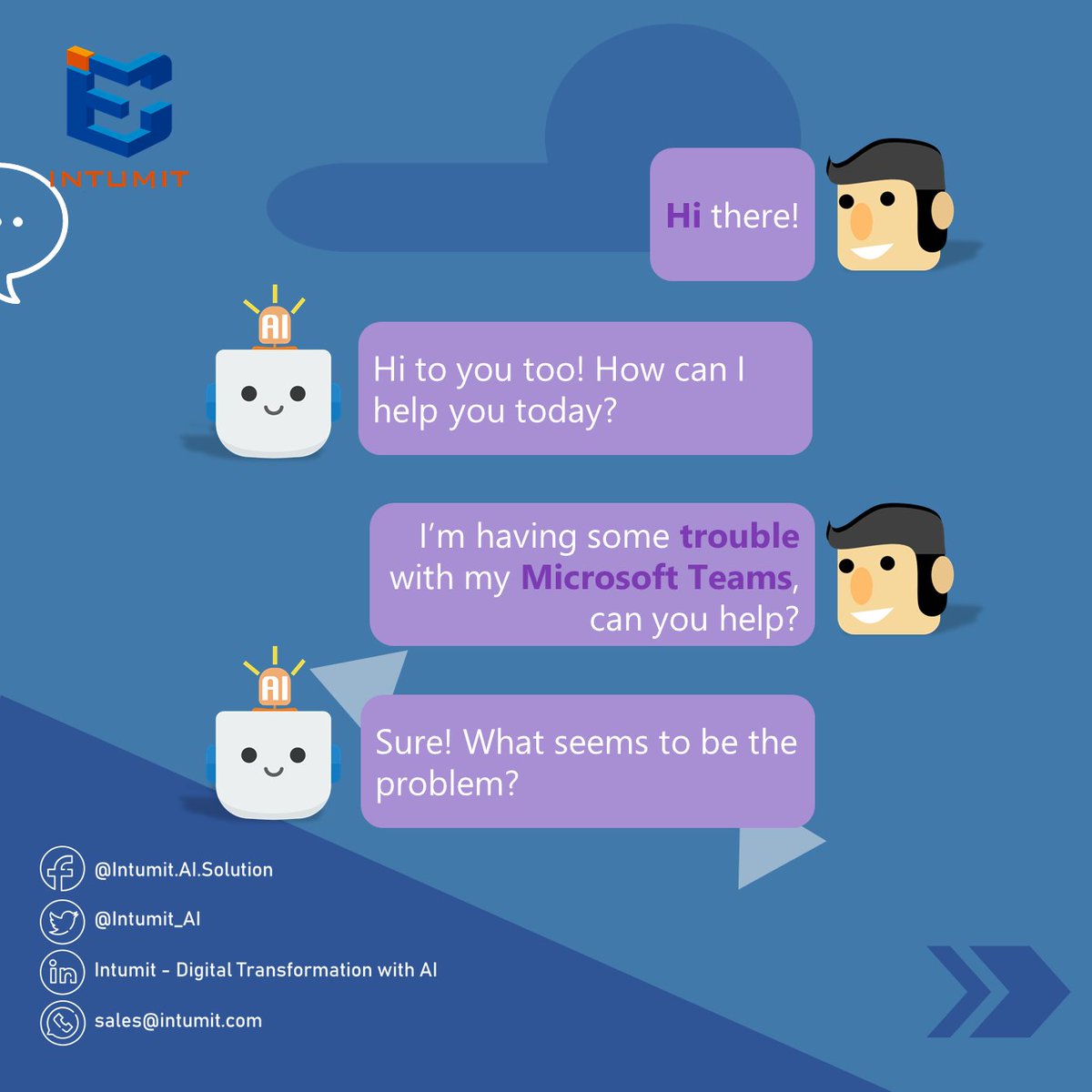 Intumit_AI's tweet photo. Intumit #SmartWork solution goes a long way for #MicrosoftTeams users by assisting their daily work anytime, anywhere. https://t.co/NsTuNBHMdJ
#ConversationalAI #Chatbot #Chatbots #ChatbotServices #AI #Microsoft #Microsoft365 #Office365 #SmartRobot #SmartBERT #SmartKMS #Intumit https://t.co/1sRxh3CpXa