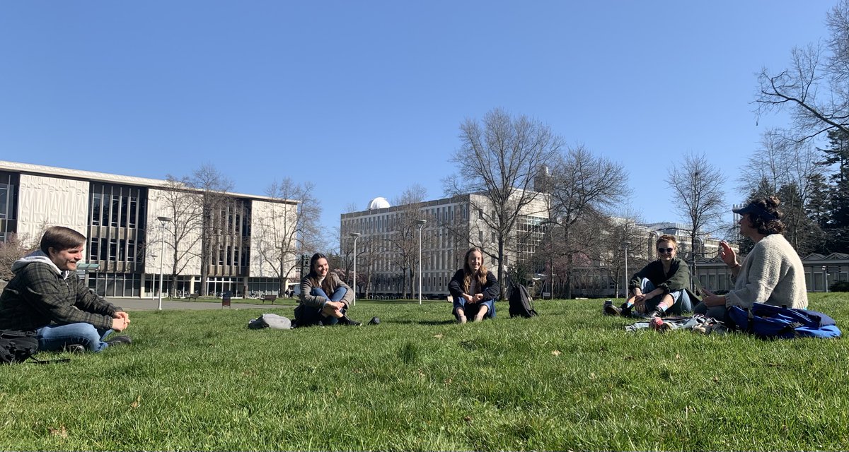 First IRL lab meeting in over year! We met outside, properly distanced, on the grass, in the sun. It was so nice to see everyone together again! #researchmatters #zoomfree #KidsTalk @UVicHumanities <a href="/UVicResearch/">UVic Research</a> <a href="/UVicLinguistics/">UVic Linguistics</a>