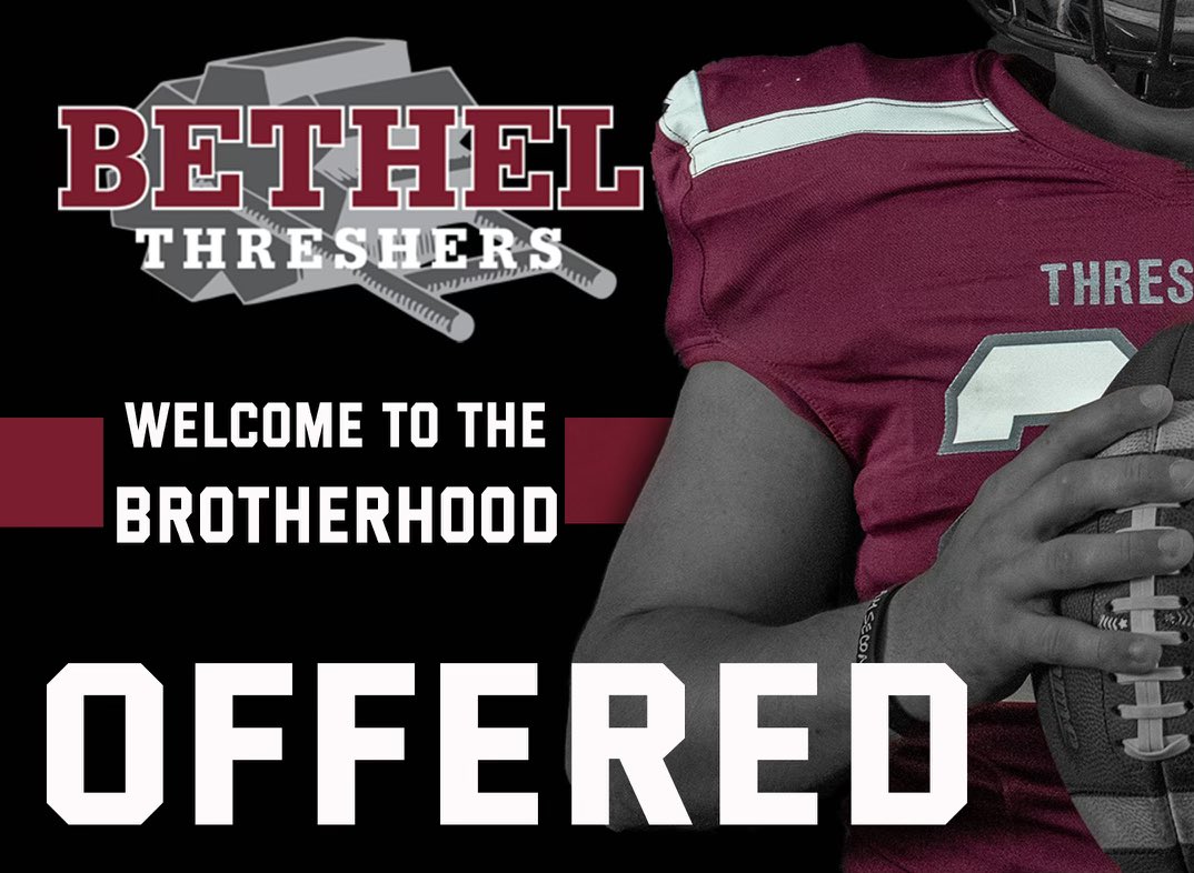 After a great phone call with coach  @ReedFb I am blessed to say I have received my first offer to play college football!!!🙏Thank you guys for believing in me! <a href="/Threshers_FB/">Bethel College FB</a> @Coach_MitchumBC