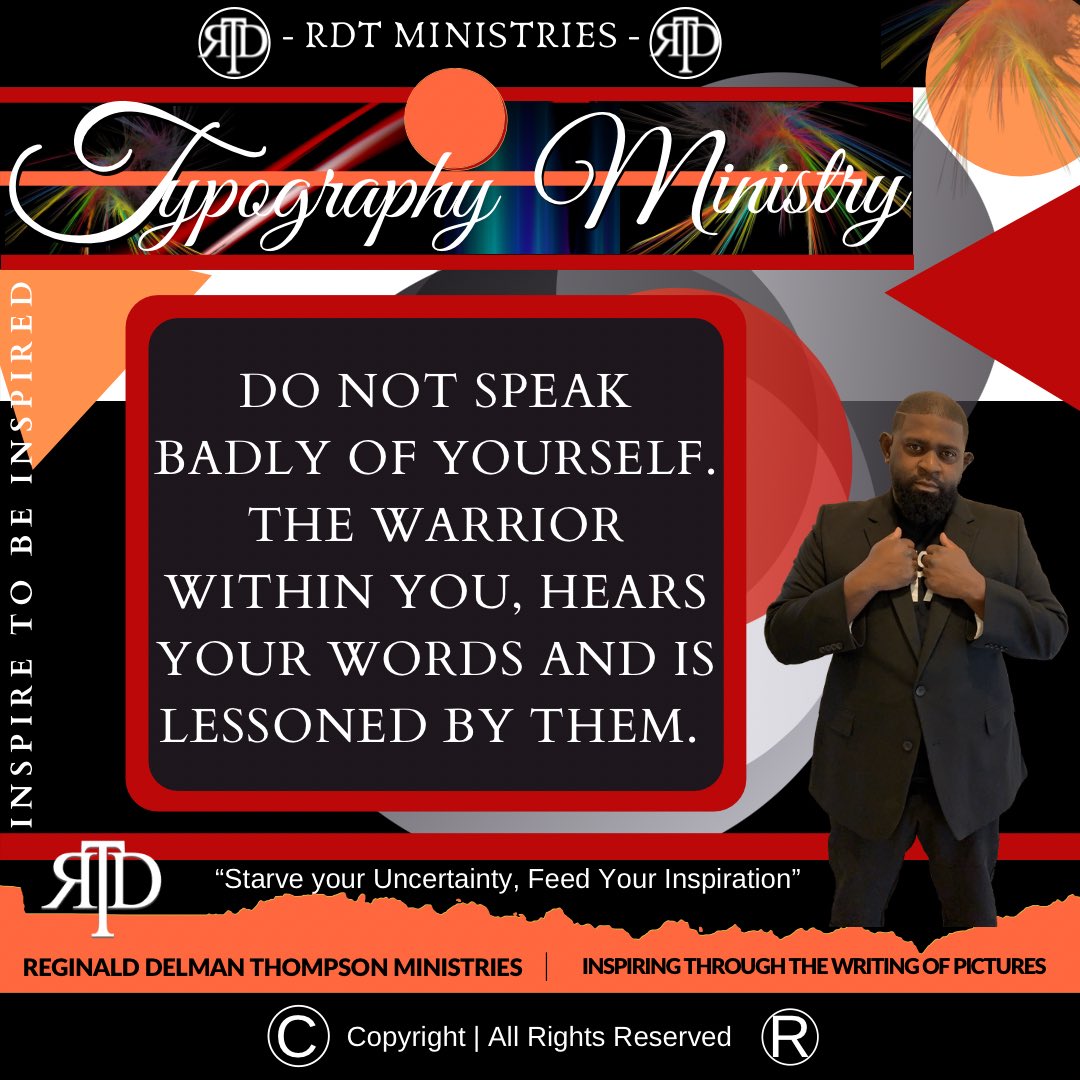 Do not sPeak badly of yourself. The warrior within you, hears your words and is lessoned by them. 

#devotion #devotional #preach #inspiration #morningmotivation #prayer #faith #blessings #quotes