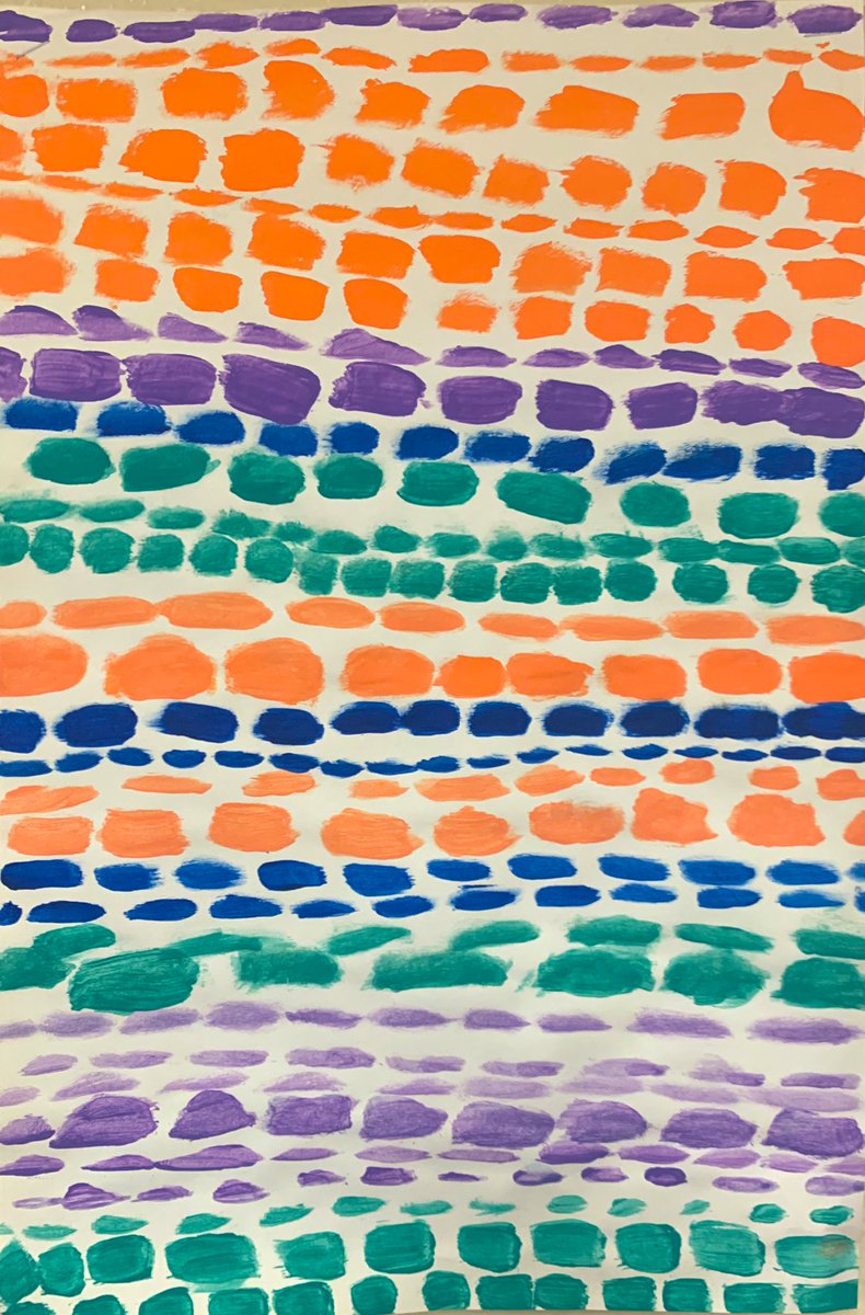 misssjohnston's tweet photo. Grade 4’s beautifully painted designs inspired by Alma Thomas - the first Black woman to have her art featured at the Whitney Museum in NYC. 🎨 https://t.co/o70QQFaLqa