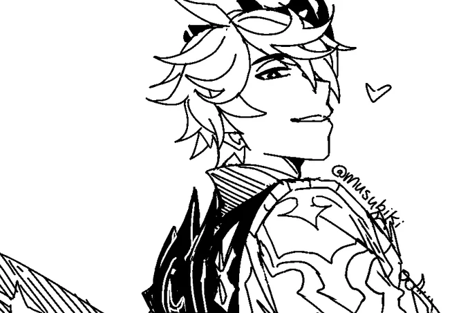 [genshin] tartaglia doodle. cant believe hes coming home soon ?? 