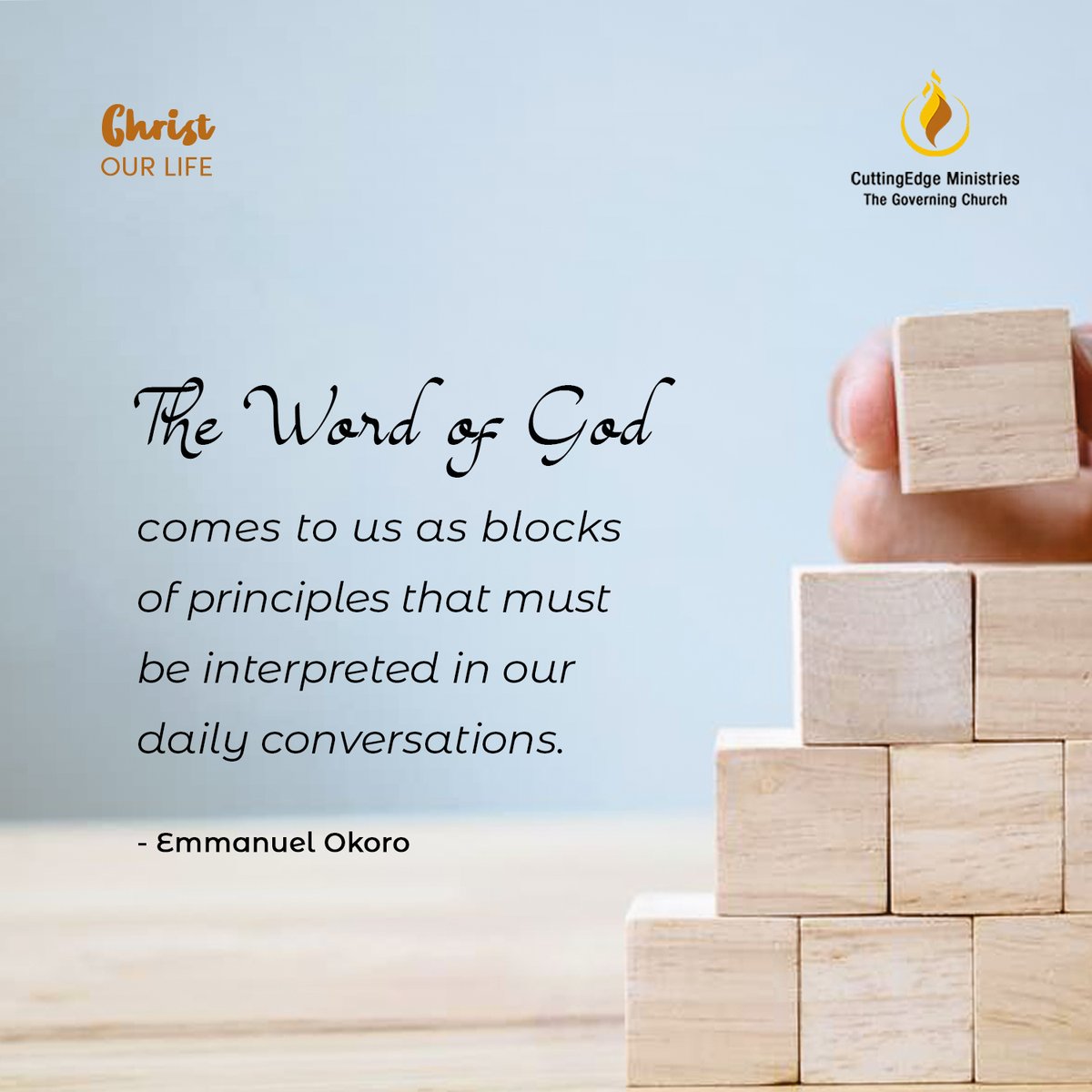 CuttingEdge_NG's tweet photo. The Word of God comes to us as blocks of principles that must be interpreted in our daily conversations.

#TheGoverningChurch https://t.co/9NQsSaDnOc
