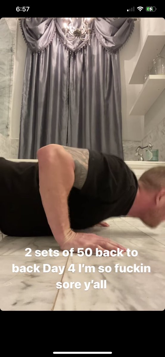 upchets's tweet photo. 📚📜 FROM THE ARCHIVES: DEC 30, 2020📜📚
UNSOLVED CHET-STERY #1: why are there lilac drapes &amp; a chandelier in this bathroom where he was doing push ups! 🔍🕵️🤔 what's YOUR theory⁉️⁉️ LMK 👇👇👇 https://t.co/0HxKHyQuNn