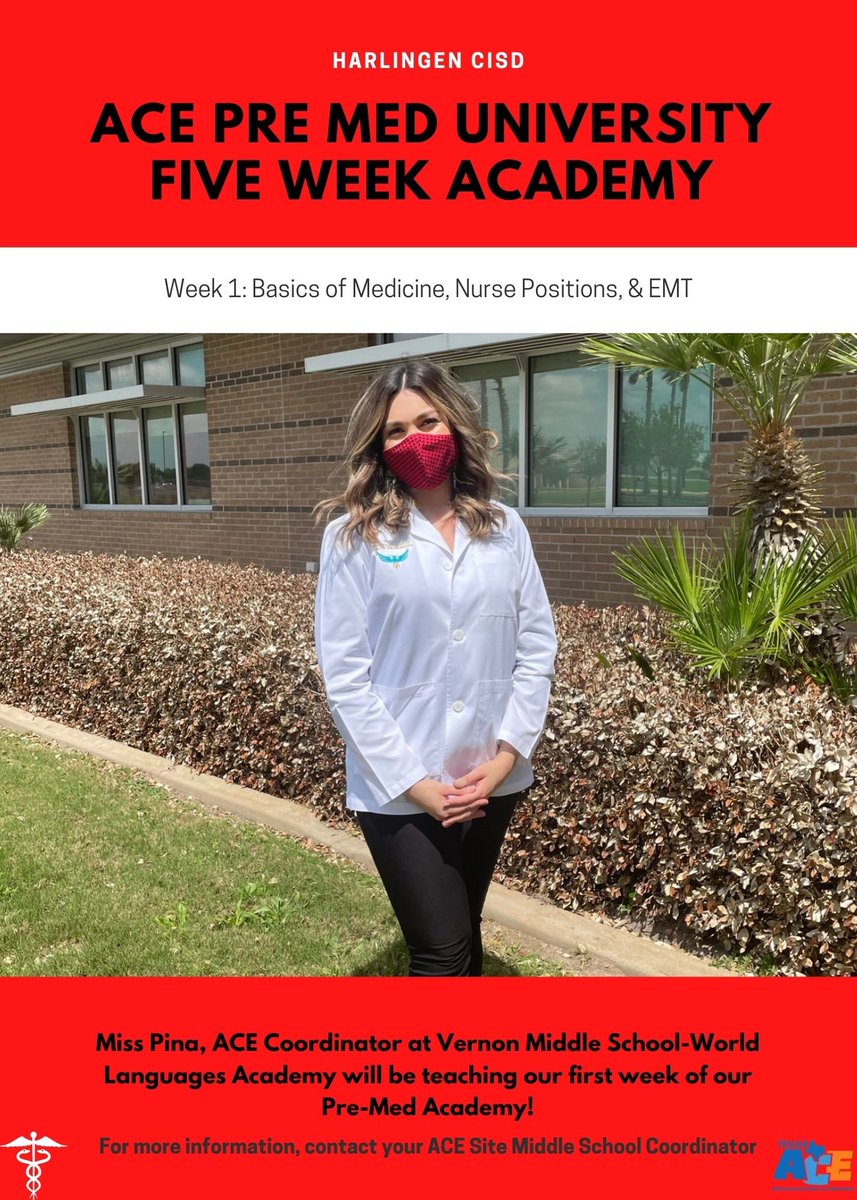 Excited to announce I’ll be the teacher for Week 1 of our ACE Pre-Med University Academy for our middle schools! Registration will open up tomorrow &amp; our Academy begins the first Saturday of April. 🩺👩‍⚕️