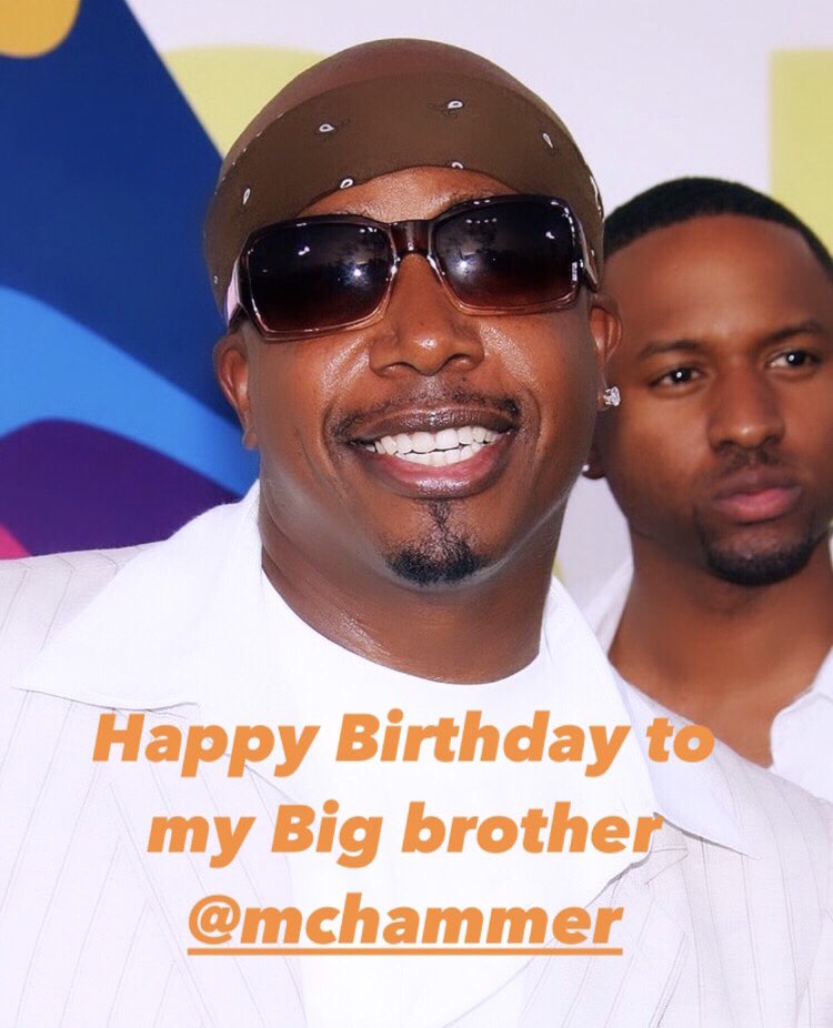 PleasureEllis's tweet photo. Happy Birthday 🍰🍾 to big brother @MCHammer https://t.co/iQQLMFP1PO