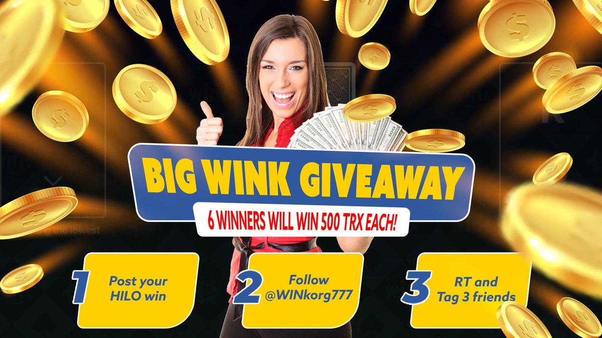 WINkorg777's tweet photo. 🎲🎮🎉#BigWINk #Giveaway🎉🎮🎲

✅Post a pic of your Hilo Win
✅Follow @WINkorg777 
✅RT &amp; Tag 3 Friends

🎉X6 random winners will $WIN 500 $TRX each

🤩🤩Looking forward to seeing your Big Wins from 🔥https://t.co/0Eb5Umghg5

‼️Copying other peoples pictures disqualifies you‼️ https://t.co/bATfOSmB2R