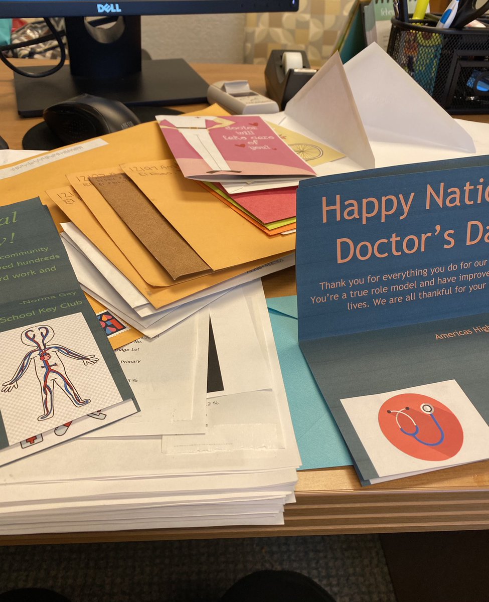 Thank you to my clinic staff for celebrating me today. I am so lucky to have such a great hard working team. Also, a huge thank you to Americas high school’s key club for the amazing uplifting letters!! #TeamSISD #DoctorsDay2021