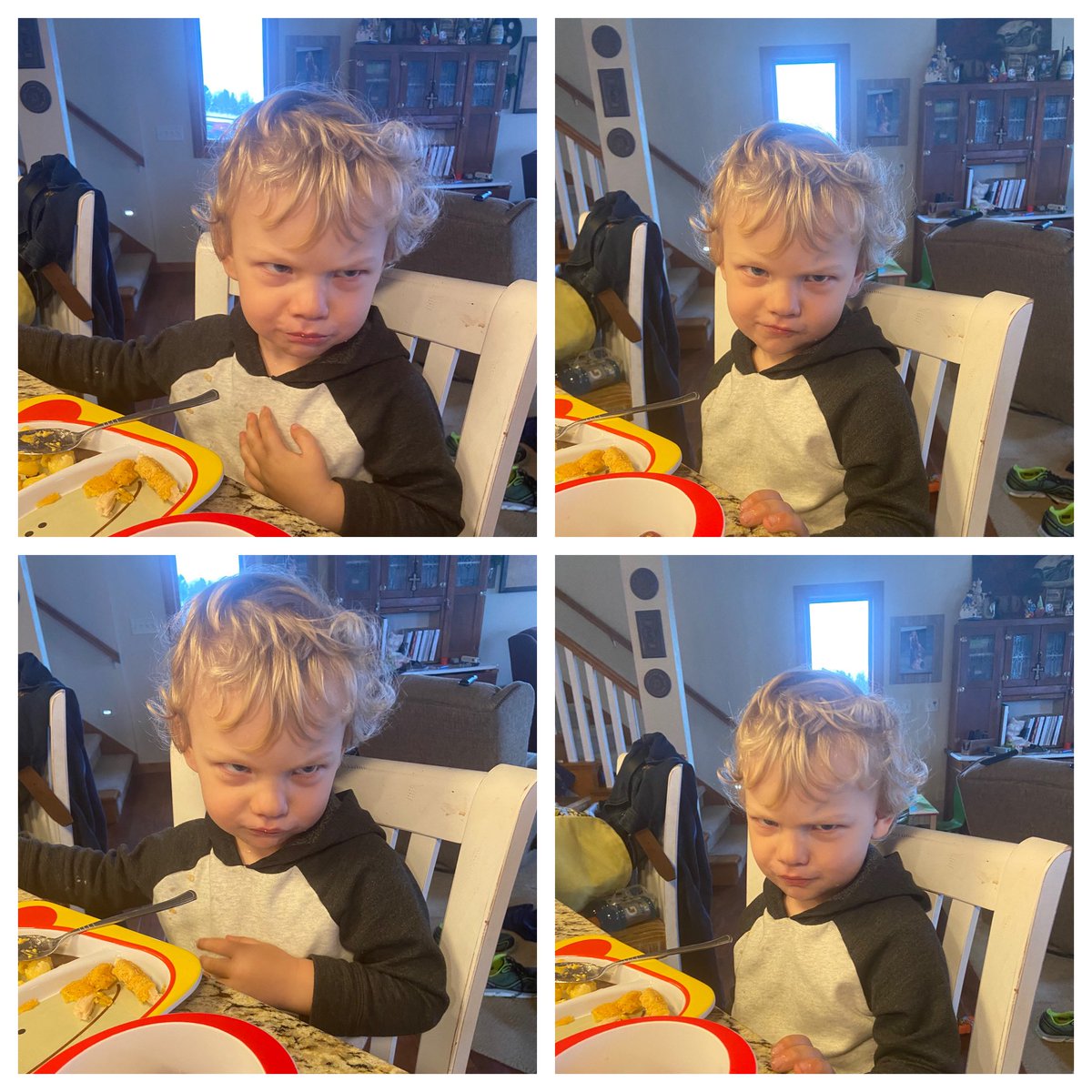 Did he learn this face by watching me? If so, I’m going to need a good Botox doc because the wrinkles will be deep. #parenting #mom #toddler