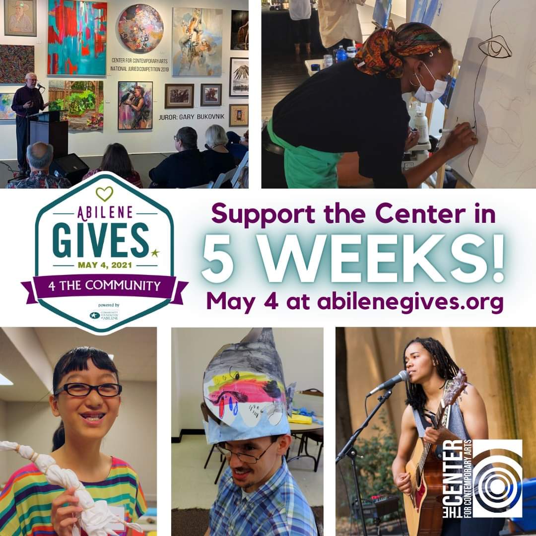 5 weeks until Abilene Gives! We hope you'll mark your calendar for May 4 and make a gift to support the Center during this 24-hour day of giving. Just go to abilenegives.org. #abilenegives