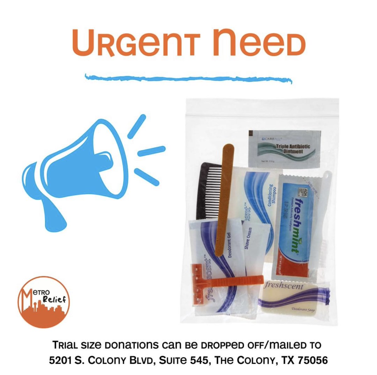 MetroRelief's tweet image. We have lots of Toothbrushes but no toothpaste,  We have lots of soap but no deodorant.  These 2 are our greatest needs right now.  We provide hygiene kits for our friends on the streets on a weekly basis, Thank you in advance for whatever you can help with.