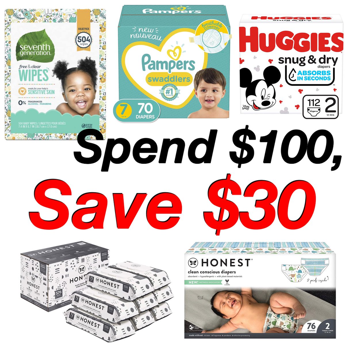 MommyDealss's tweet photo. Spend $100, SAVE $30 on Diaper Care!

Link- https://t.co/Lj2SUHeRkg

#amazon #amazonprime #pampers #pamper #diaper #huggies #babywipes #honest #coupon #couponing #deal #coupons  #amazonfinds #amazonfind #deals #DealoftheDay #amazondeals https://t.co/5vpcWP5AHH